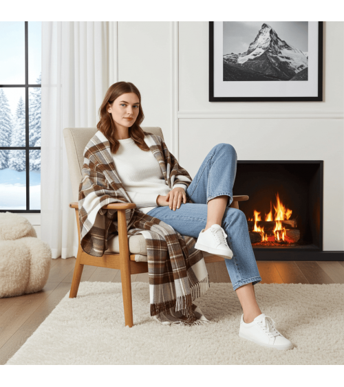 Ruana Tartan NATURAL DRESS STEWART - Poncho, cape aus Wolle Bronte by Moon wollponcho Ponchos für Damen elegant Winter kaufen