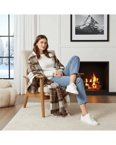 Ruana Tartan NATURAL DRESS STEWART - Poncho, cape aus Wolle Bronte by Moon wollponcho Ponchos für Damen elegant Winter kaufen