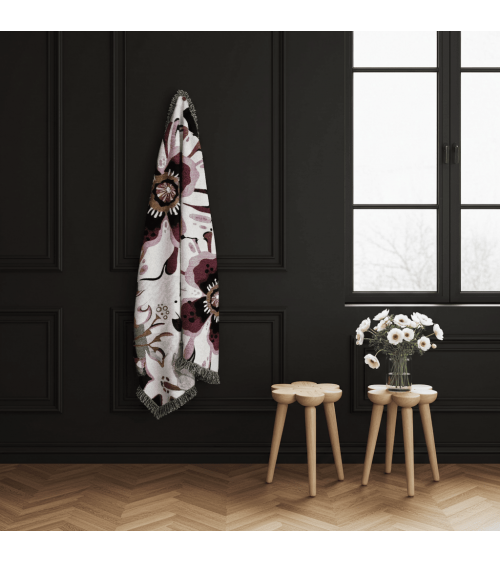 Deadly Bloom Drama - Woven cotton blanket House of Hopstock best cozy soft throws and blankets for sofa