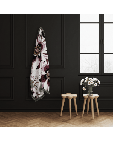 Deadly Bloom Drama - Woven cotton blanket House of Hopstock best cozy soft throws and blankets for sofa