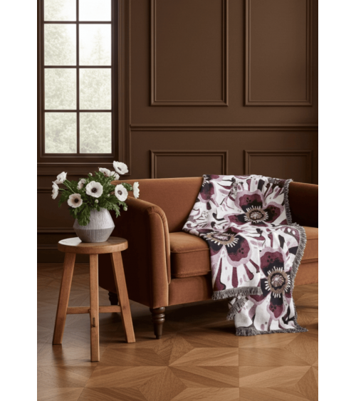 Deadly Bloom Drama - Woven cotton blanket House of Hopstock best cozy soft throws and blankets for sofa