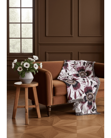 Deadly Bloom Drama - Woven cotton blanket House of Hopstock best cozy soft throws and blankets for sofa