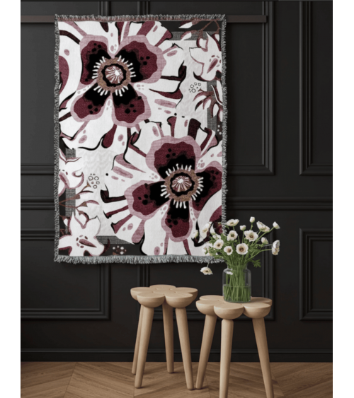 Deadly Bloom Drama - Woven cotton blanket House of Hopstock best cozy soft throws and blankets for sofa