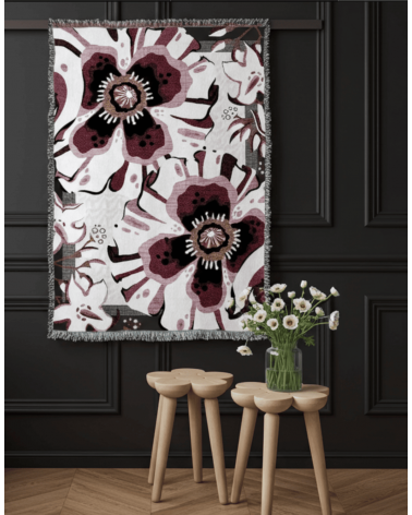 Deadly Bloom Drama - Woven cotton blanket House of Hopstock best cozy soft throws and blankets for sofa