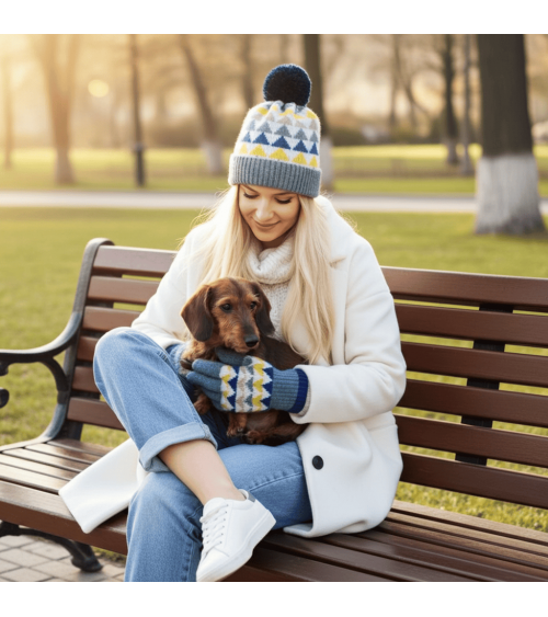 Triangle vert d'eau - Bonnet en laine merinos Catherine Tough cool femme homme Kitatori Suisse