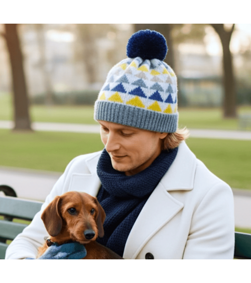 Triangle vert d'eau - Bonnet en laine merinos Catherine Tough cool femme homme Kitatori Suisse