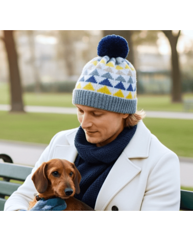 Triangle vert d'eau - Bonnet en laine merinos Catherine Tough cool femme homme Kitatori Suisse