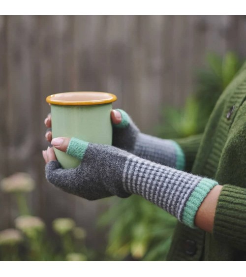 Fingerlose Handschuhe aus Wolle für Damen – Grau und Minze Catherine Tough geschenkidee schweiz kaufen