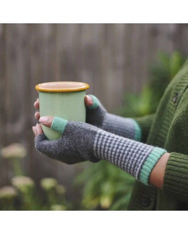 Fingerlose Handschuhe aus Wolle für Damen – Grau und Minze Catherine Tough geschenkidee schweiz kaufen