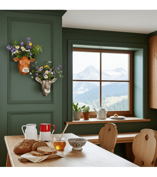 Wall Vase - Toggenburg Goat Quail Ceramics table flower living room vase kitatori switzerland
