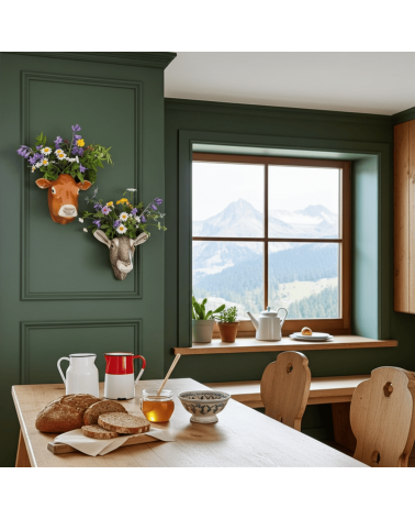 Wall Vase - Toggenburg Goat Quail Ceramics table flower living room vase kitatori switzerland
