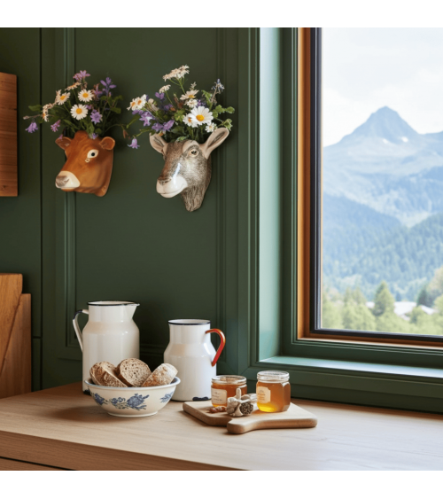 Wall Vase - Toggenburg Goat Quail Ceramics table flower living room vase kitatori switzerland