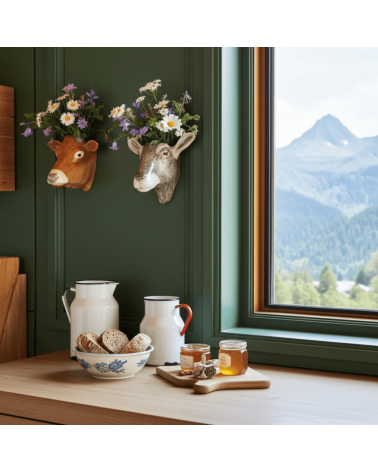 Vaso da Parete - Capra Toggenburg Quail Ceramics vasi eleganti per interni per fiori decorativi design kitatori svizzera