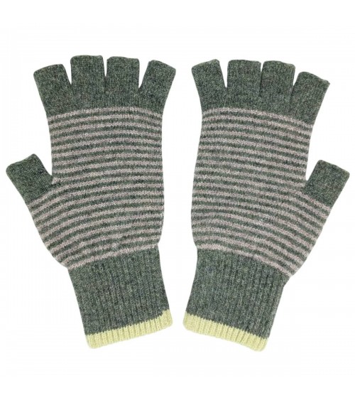 Wool fingerless gloves - Soft Green Stripe Catherine Tough original gift idea switzerland