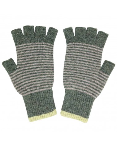 Wool fingerless gloves - Soft Green Stripe Catherine Tough original gift idea switzerland