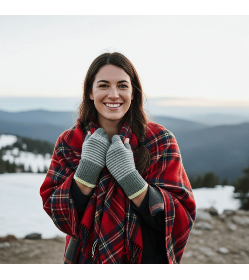 Wool fingerless gloves - Soft Green Stripe Catherine Tough original gift idea switzerland