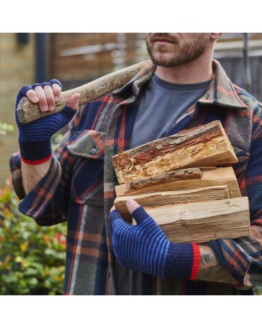 Gants sans doigts en laine - Rayures bleu marine Catherine Tough idée cadeau original suisse