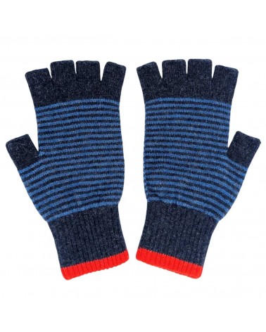 Gants sans doigts en laine - Rayures bleu marine Catherine Tough idée cadeau original suisse
