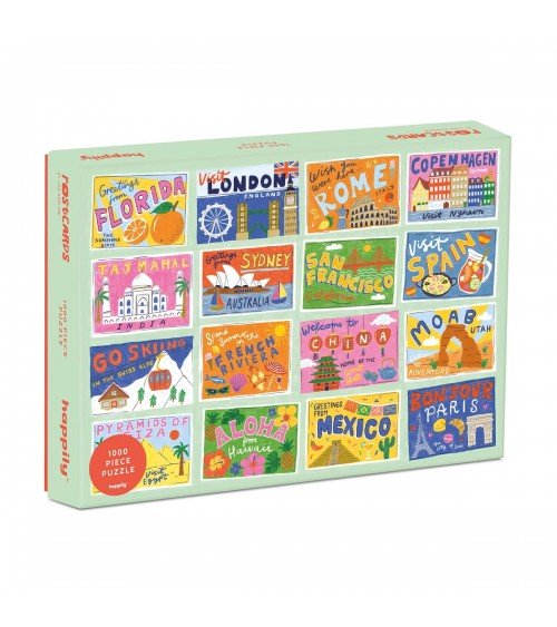 Postkarten - Puzzle 1000 Teile Happily Puzzles  coole lustige schöne puzzle kaufen shönes motiv