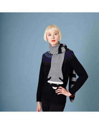 Raton laveur - Écharpe originale en laine Donna Wilson luxe pour femme homme Suisse Kitatori