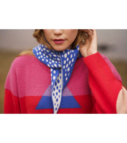 Reversible Neckerchief, Wool triangle scarf - Spotty Blue Donna Wilson scarves for women mens scarf Kitatori Switzerland