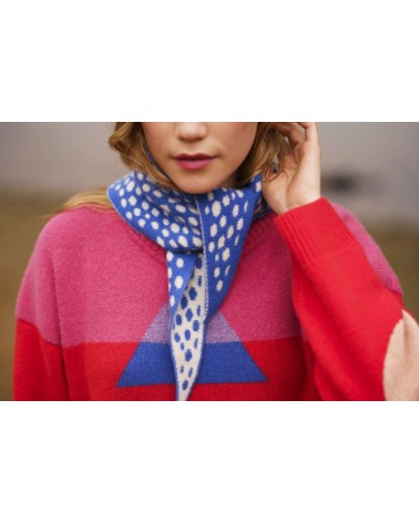 Reversible Neckerchief, Wool triangle scarf - Spotty Blue Donna Wilson scarves for women mens scarf Kitatori Switzerland