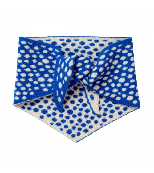 Reversible Neckerchief, Wool triangle scarf - Spotty Blue Donna Wilson scarves for women mens scarf Kitatori Switzerland