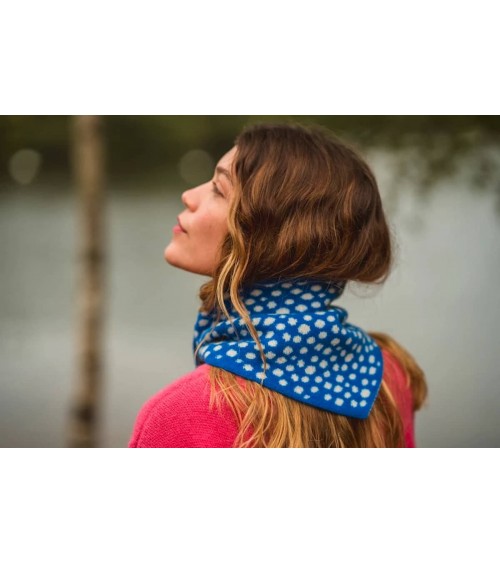 Reversible Neckerchief, Wool triangle scarf - Spotty Blue Donna Wilson scarves for women mens scarf Kitatori Switzerland