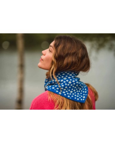 Reversible Neckerchief, Wool triangle scarf - Spotty Blue Donna Wilson scarves for women mens scarf Kitatori Switzerland