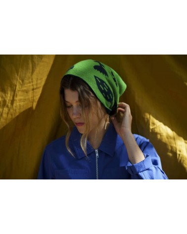 Reversible Neckerchief, Wool triangle scarf - Sprig Green Donna Wilson scarves for women mens scarf Kitatori Switzerland