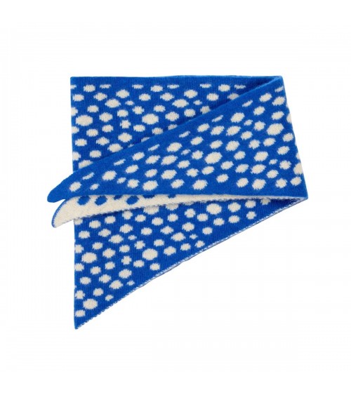 Reversible Neckerchief, Wool triangle scarf - Spotty Blue Donna Wilson scarves for women mens scarf Kitatori Switzerland
