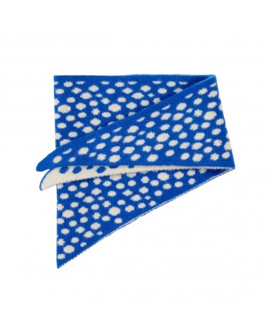 Reversible Neckerchief, Wool triangle scarf - Spotty Blue Donna Wilson scarves for women mens scarf Kitatori Switzerland