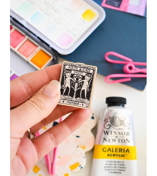 Pin Anstecker aus holz - Arts & Cats society Niaski Anstecknadel Ansteckpins pins anstecknadeln kaufen