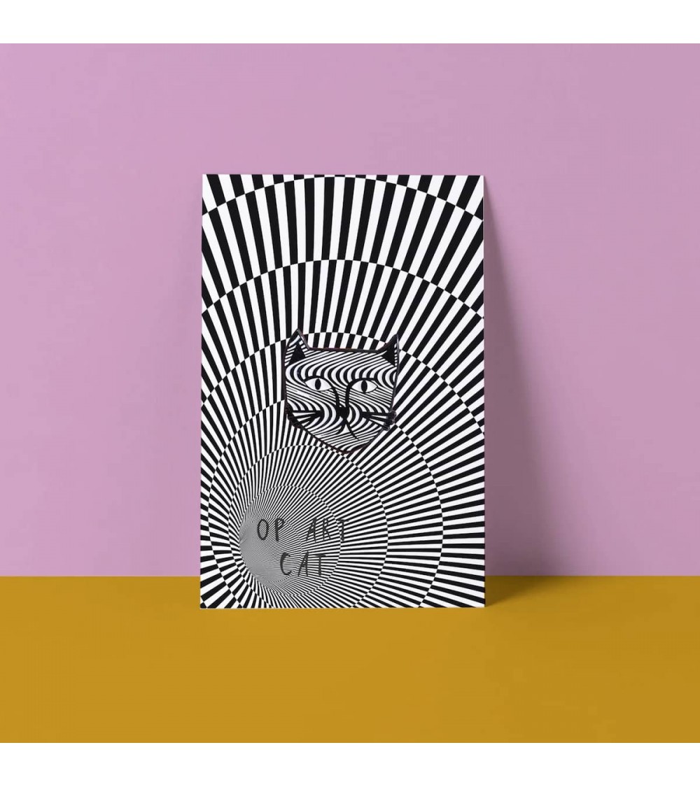 Pin's chat - Op Art Cat Meowment Niaski pins rare métal originaux bijoux suisse