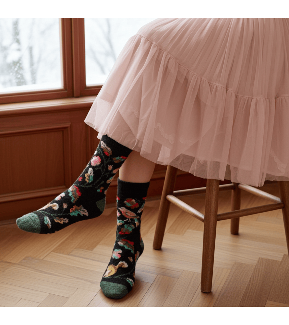 Mousse Oiseau - Chaussettes en laine pour femme Bonne Maison jolies pour femme originales pour homme chausset rigolotes drole...