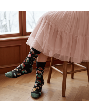 Mousse Oiseau - Chaussettes en laine pour femme Bonne Maison jolies pour femme originales pour homme chausset rigolotes drole...