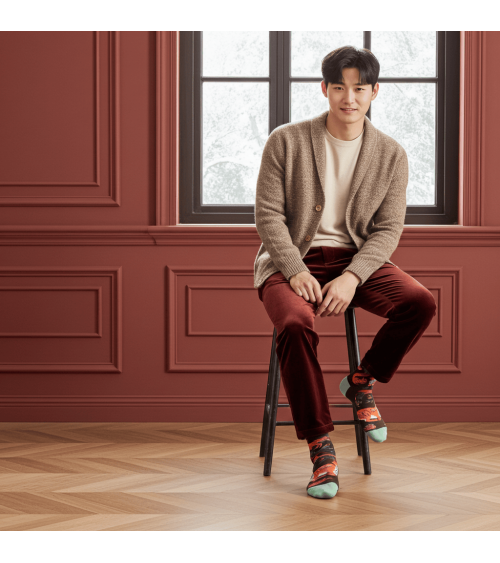 Chaussettes Animaux Terre d'Ombre Bonne Maison jolies pour femme originales pour homme chausset rigolotes drole Suisse