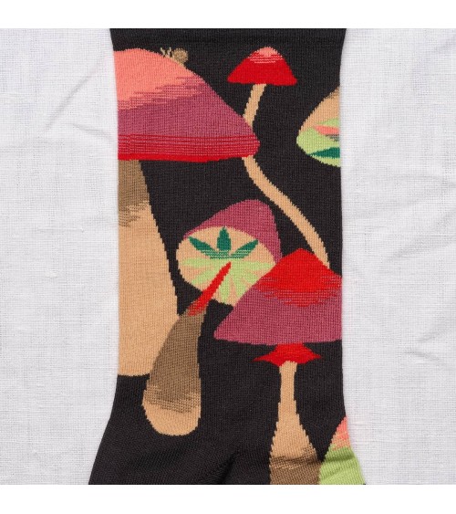 Champignons Faux Noir - Chaussettes en coton égyptien Bonne Maison jolies pour femme originales pour homme chausset rigolotes...