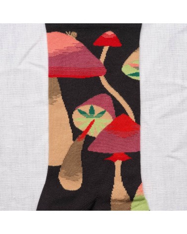 Champignons Faux Noir - Chaussettes en coton égyptien Bonne Maison jolies pour femme originales pour homme chausset rigolotes...