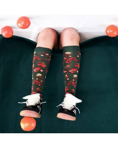 Mi-Bas Raisins Forêt - Chaussettes hautes Bonne Maison jolies pour femme originales pour homme chausset rigolotes drole Suisse