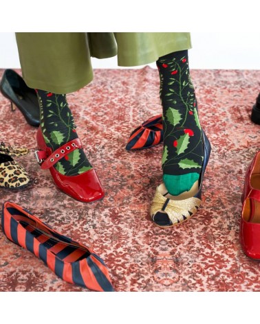 Cueillette Faux Noir - Chaussettes en coton égyptien Bonne Maison jolies pour femme originales pour homme chausset rigolotes ...