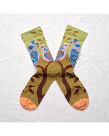 Tourterelle Absinthe - Chaussettes en coton égyptien Bonne Maison jolies pour femme originales pour homme chausset rigolotes ...