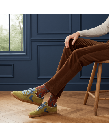 Sous-Bois Sépia - Chaussettes en coton égyptien Bonne Maison jolies pour femme originales pour homme chausset rigolotes drole...