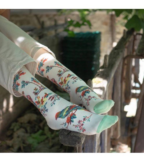 La Jardinière Naturel - Chaussettes en coton égyptien Bonne Maison jolies pour femme originales pour homme chausset rigolotes...