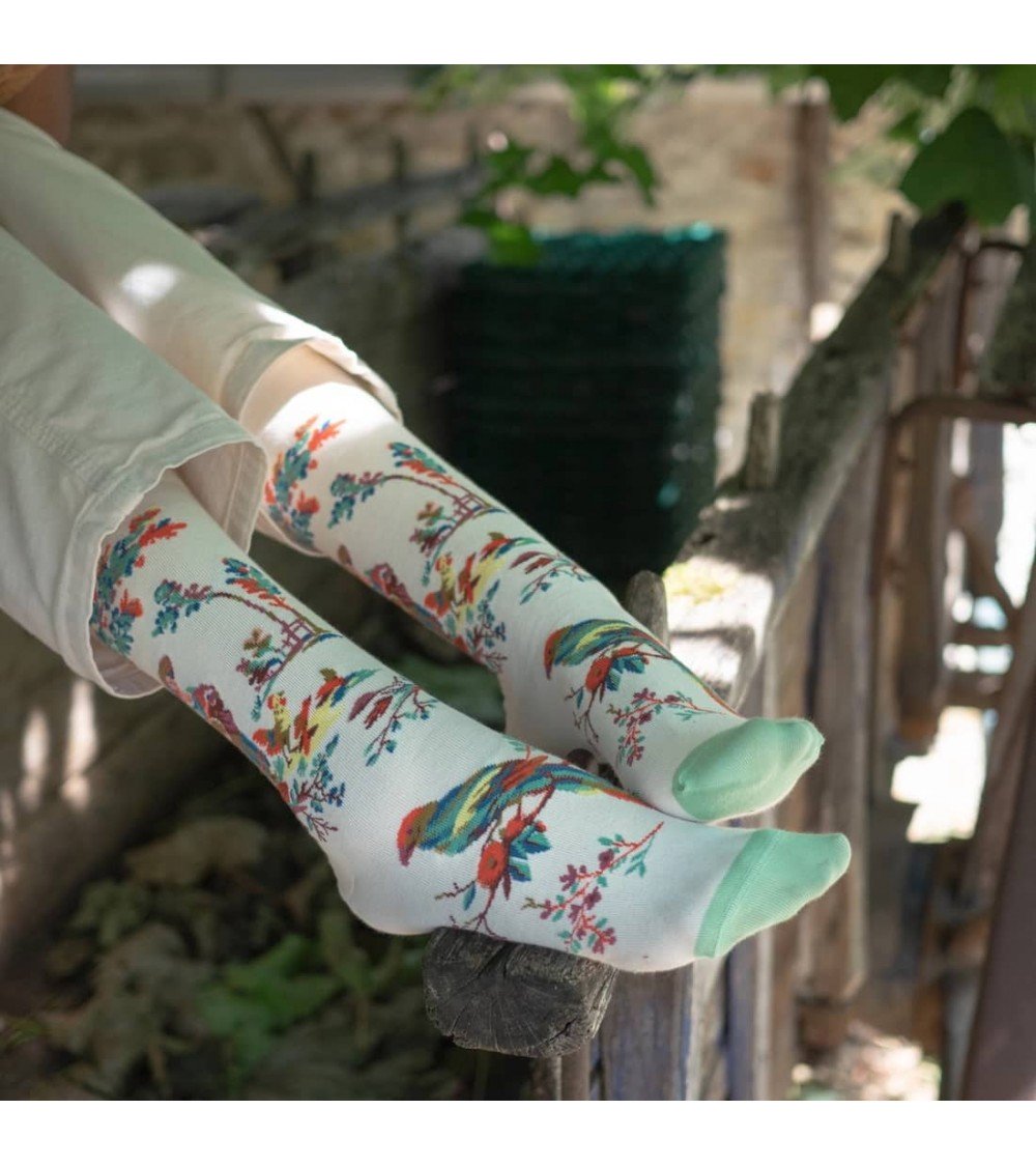 La Jardinière Naturel - Chaussettes en coton égyptien Bonne Maison jolies pour femme originales pour homme chausset rigolotes...