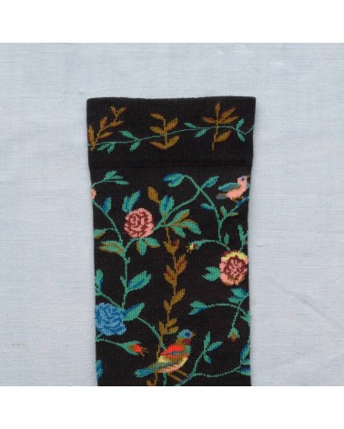 Fleurs et Oiseaux Faux Noir - Socken aus ägyptischer Baumwolle Bonne Maison socke kuschelsocken für damen lustig herren farbi...