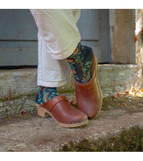 Fleurs et Oiseaux Faux Noir - Socken aus ägyptischer Baumwolle Bonne Maison socke kuschelsocken für damen lustig herren farbi...