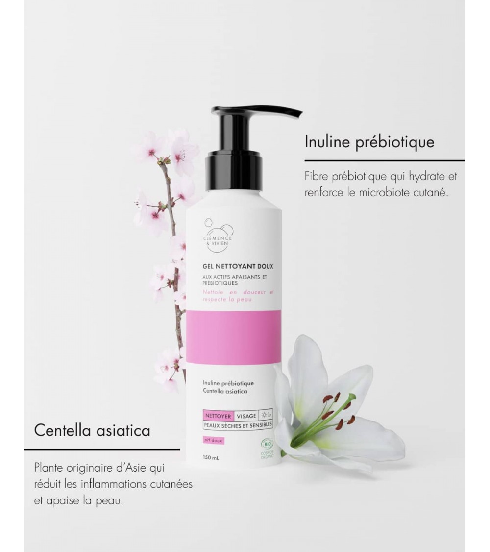 Gel nettoyant doux Clémence et Vivien cosmetique naturel de qualité vegan