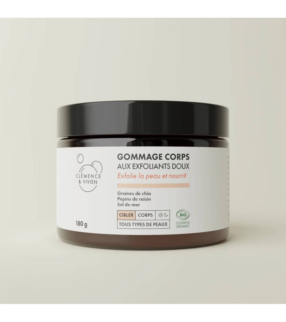 Body scrub with gentle exfoliants Clémence et Vivien vegan cruelty free cosmetic compagnies Body scrub with gentle exfoliants Clémence et Vivien vegan cruelty free cosmetic compagnies