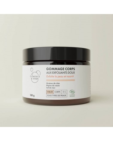Gommage corps aux exfoliants doux Clémence et Vivien cosmetique naturel de qualité vegan